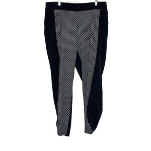 Chicos Zenergy Pants Large Black White Ankle Pull On Colorblock